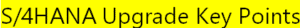 S/4HANA Upgrade Key Points